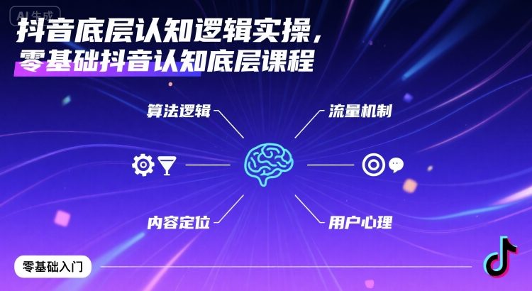 抖音底层认知逻辑实操，零基础抖音认知底层课程-知芽创业社