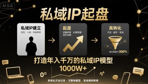 私域IP起盘，私域ip建立、起盘、高转化，打造年入千万的私域ip模型-知芽创业社
