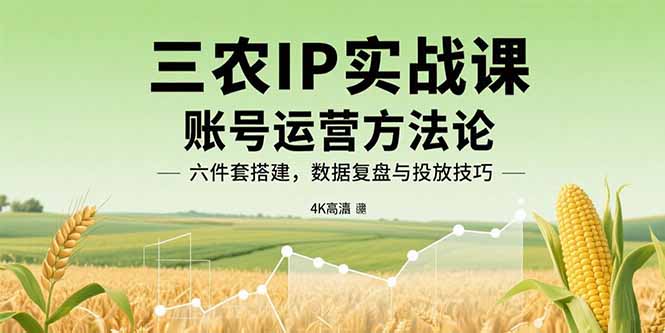 三农IP实战课：账号运营方法论，六件套搭建，数据复盘与投放技巧-知芽创业社