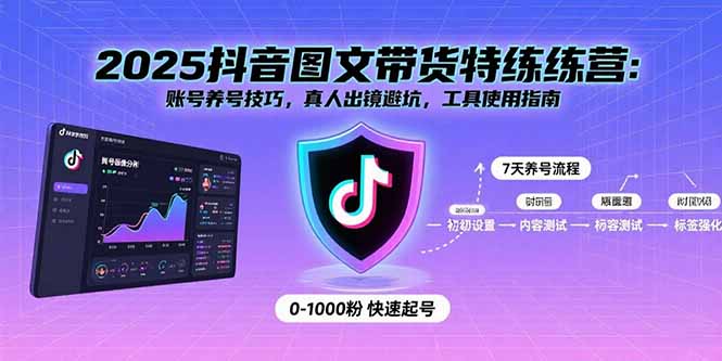 2025抖音图文带货特练营：账号养号技巧，真人出镜避坑，工具使用指南-知芽创业社