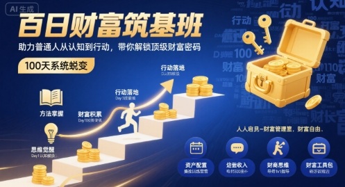 百日财富筑基班，助力普通人从认知到行动，带你解锁顶级财富密码-知芽创业社