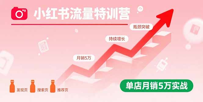 小红书流量特训营：突破流量瓶颈，实现店铺持续增长，单店月销5万实战-知芽创业社