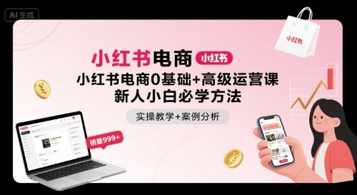 小红书电商0基础+高级运营课，新人小白必学方法，实操教学+案例分析-知芽创业社