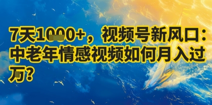 7天收益1k+,视频号新风口:中老年情感视频如何月入过W?-知芽创业社