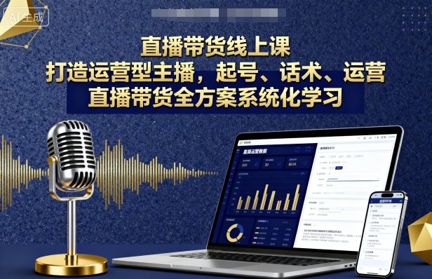 直播带货线上课，打造运营型主播，起号、话术、运营，直播带货全方案系统化学习-知芽创业社