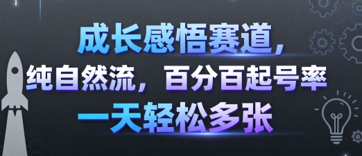 成长感悟赛道，纯自然流，百分百起号率 一天轻松多张-知芽创业社