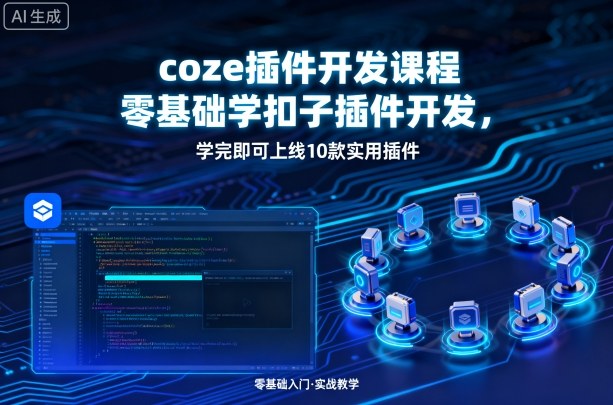 coze插件开发课程，零基础学扣子插件开发，学完即可上线10款实用插件-知芽创业社