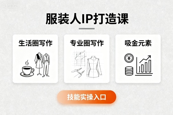 服装人IP打造课，文案创富+生活圈写作+专业圈写作+服装人专属+吸金元素+技能实操-知芽创业社