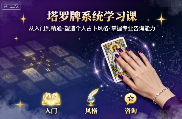 塔罗牌系统学习课，助你从入门到精通，塑造个人占卜风格，掌握专业咨询能力-知芽创业社