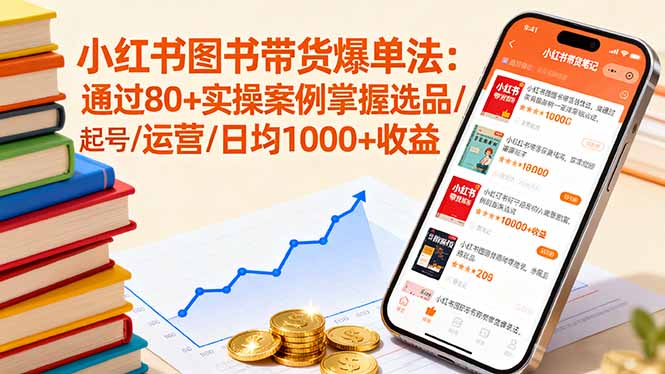 小红书图书带货爆单法：通过80+实操案例掌握选品/起号/运营/日均1000+收益-知芽创业社