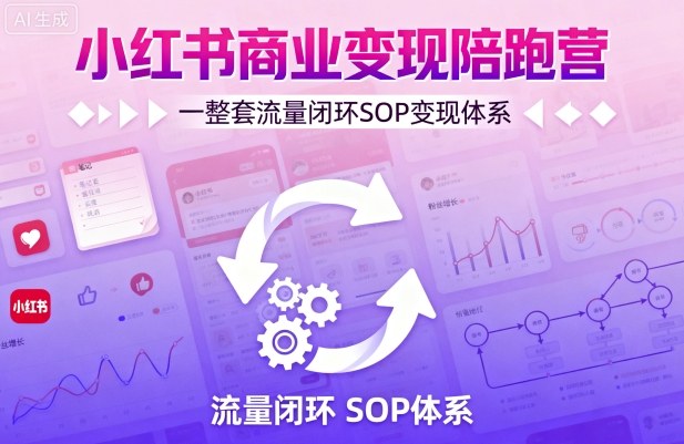 小红书商业变现陪跑营，轻IP矩阵 私域获客 聚光投流，一整套流量闭环SOP变现体系-知芽创业社