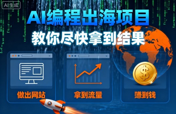 AI编程出海项目，教你尽快拿到结果-做出网站、拿到流量、賺到钱-知芽创业社