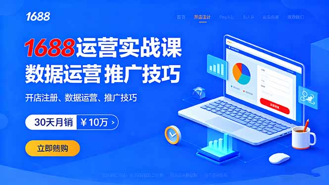 1688运营实战课：开店注册、数据运营、推广技巧，30天月销破10万+-知芽创业社