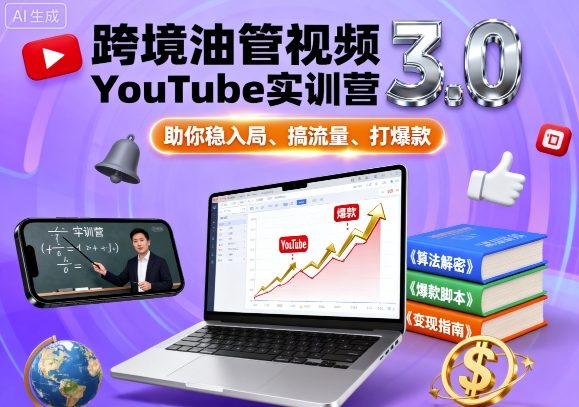 跨境油管视频YouTube实训营3.0，助你稳入局、搞流量、打爆款-知芽创业社