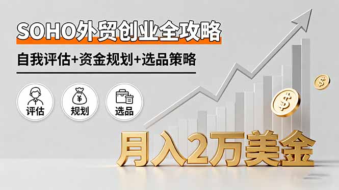 SOHO外贸创业全攻略，自我评估+资金规划+选品策略，月入2万美金-知芽创业社
