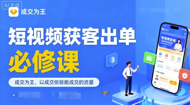 短视频获客出单必修课，成交为王，以成交为导向，直接做能成交的流量-知芽创业社