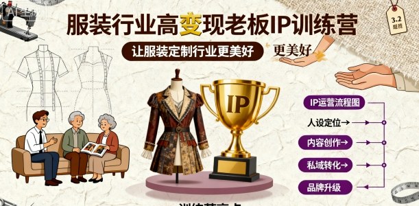 服装行业高变现老板IP训练营，让服装定制行业更美好-知芽创业社
