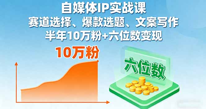 自媒体IP实战课，赛道选择、爆款选题、文案写作，半年10万粉+六位数变现-知芽创业社