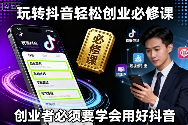玩转抖音轻松创业必修课，创业者必须要学会用好抖音-知芽创业社