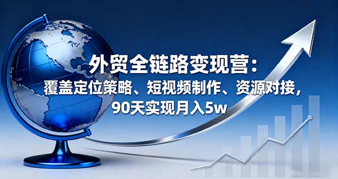 外贸全链路变现营：覆盖定位策略、短视频制作、资源对接，90天实现月入5w-知芽创业社