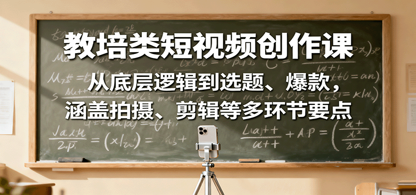 教培类短视频创作课：从底层逻辑到选题、爆款，涵盖拍摄、剪辑等多环节要点-知芽创业社