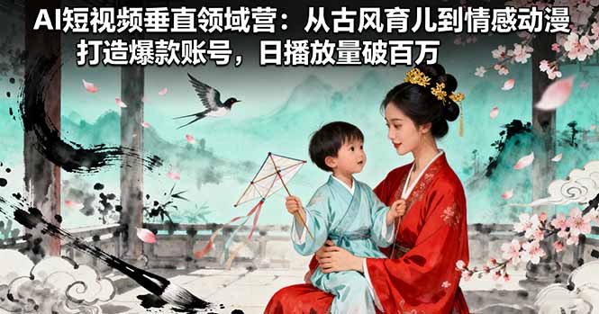 AI短视频垂直领域营：从古风育儿到情感动漫，打造爆款账号,日播放量破百万-知芽创业社