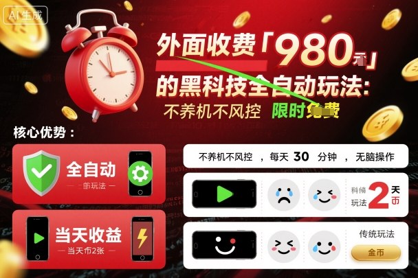 外面收费980的黑科技全自动玩法，不养机不风控，每天30分钟，无脑操作，当天收益2张【揭秘】-知芽创业社