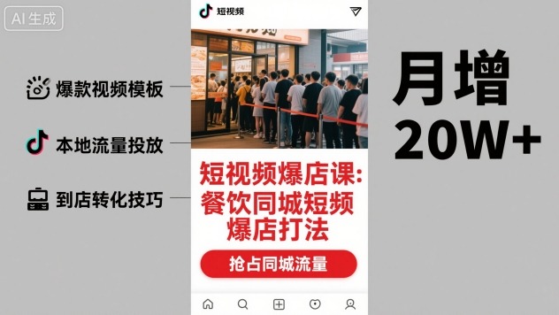 短视频爆店课，餐饮同城短视频爆店打法-知芽创业社