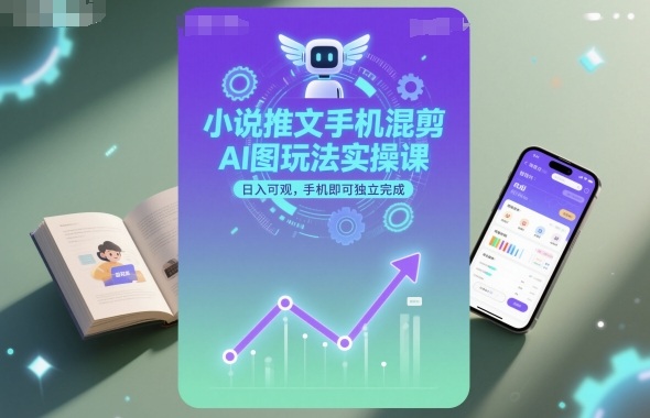 小说推文手机混剪AI图玩法实操课，日入可观，手机即可独立完成-知芽创业社