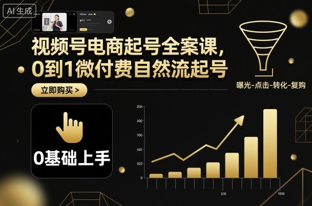视频号电商起号全案课，0到1微付费自然流起号-知芽创业社