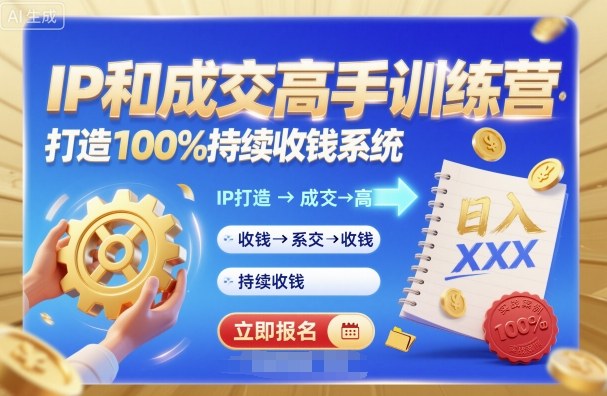 带你成为IP和成交高手的训练营，打造100%持续收钱系统-知芽创业社