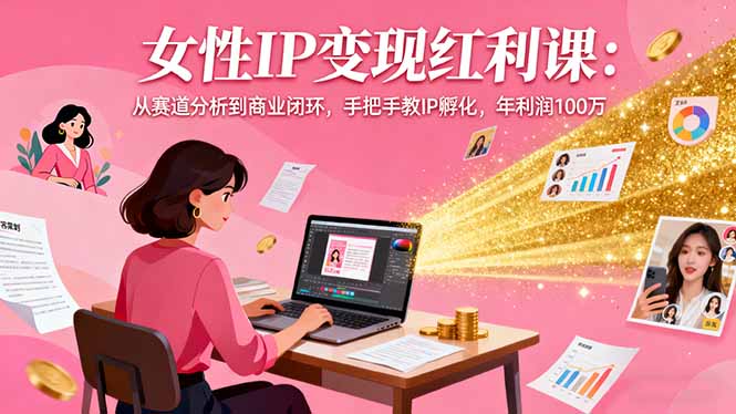 女性IP变现红利课：从赛道分析到商业闭环，手把手教IP孵化，年利润100万-知芽创业社