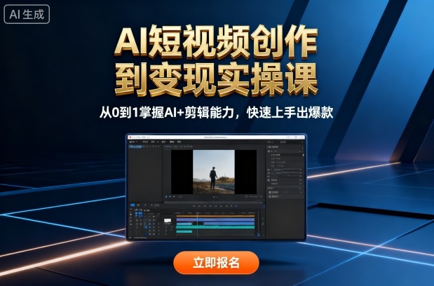 AI短视频创作到变现实操课，从0到1掌握AI+剪辑能力，快速上手出爆款(更新10月)-知芽创业社