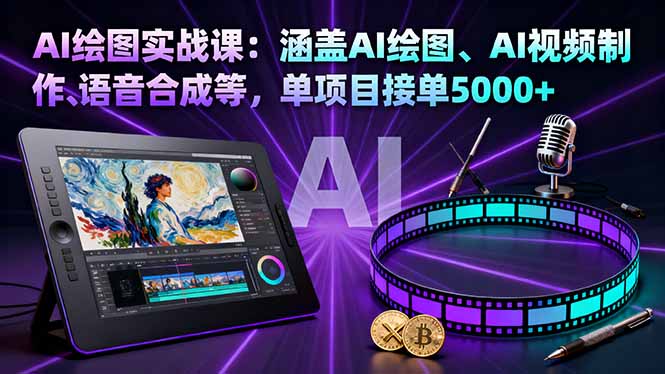 AI绘图实战课：涵盖AI绘图、AI视频制作、语音合成等，单项目接单5000+-知芽创业社