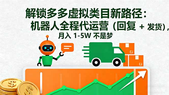 解锁多多虚拟类目新路径：机器人全程代运营(回复 + 发货-知芽创业社