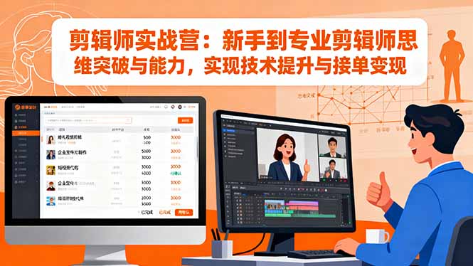 剪辑师实战营：新手到专业剪辑师思维突破与能力，实现技术提升与接单变现-知芽创业社