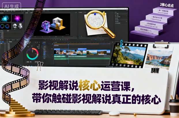 影视解说核心运营课，带你触碰影视解说真正的核心-知芽创业社