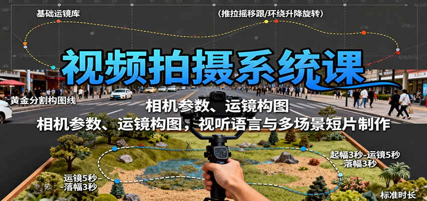 视频拍摄系统课：相机参数、运镜构图，视听语言与多场景短片制作-知芽创业社