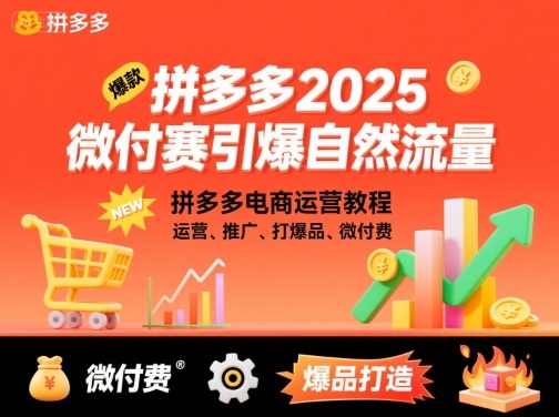 拼多多2025微付费引爆自然流量，拼多多电商运营教程，运营、推广、打爆品、微付费(更新)-知芽创业社