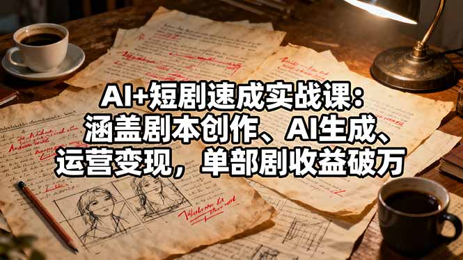 AI+短剧速成实战课：涵盖剧本创作、AI生成、运营变现，单部剧收益破万-知芽创业社