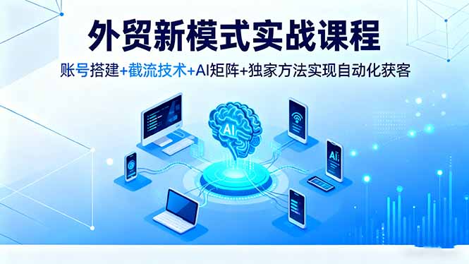 外贸新模式实战课程，账号搭建+截流技术+AI矩阵+独家方法实现自动化获客-知芽创业社