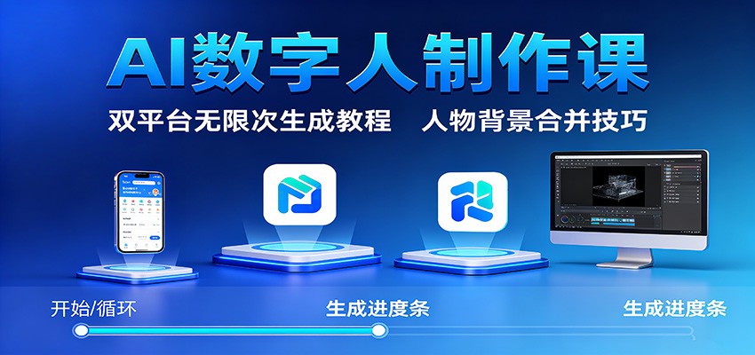 AI数字人制作课：双平台无限次生成教程，人物背景合并技巧-知芽创业社