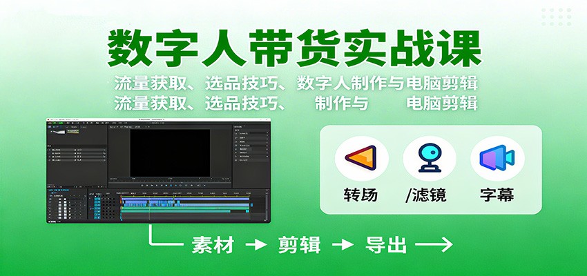 数字人变现实战课：流量获取、选品技巧、数字人制作与电脑剪辑-知芽创业社