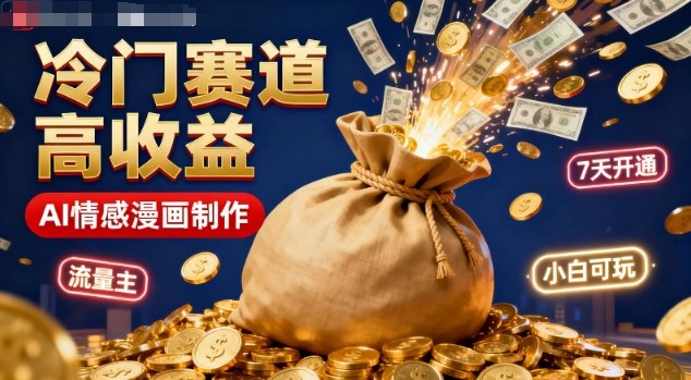 公众号冷门赛道，用AI做情感漫画，7天开通流量主，操作简单，小白可玩-知芽创业社
