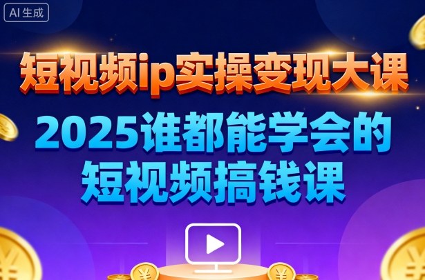 短视频ip实操变现大课，7月26-27日广州站线下课，2025谁都能学会的短视频搞钱课-知芽创业社