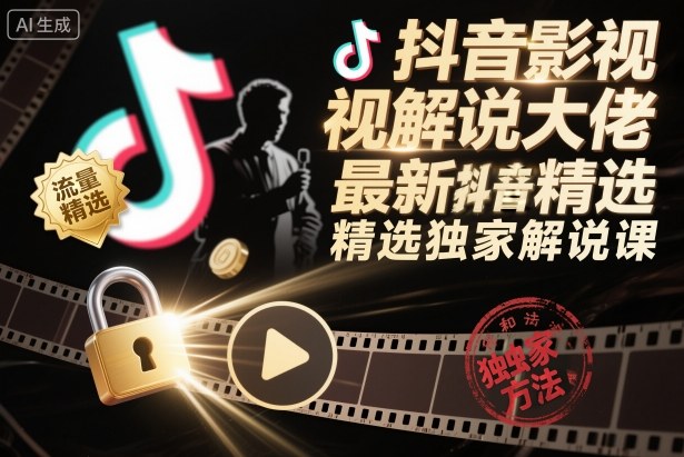 抖音影视解说大佬最新抖音进精选和独家方法，精选独家解说课-知芽创业社