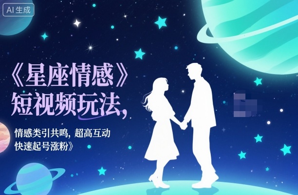 星座情感短视频玩法，情感类引共鸣，超高互动，快速起号涨粉-知芽创业社