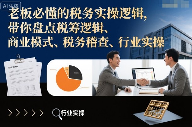 老板必懂的税务实操逻辑，带你盘点税筹逻辑、商业模式、税务稽查、行业实操-知芽创业社