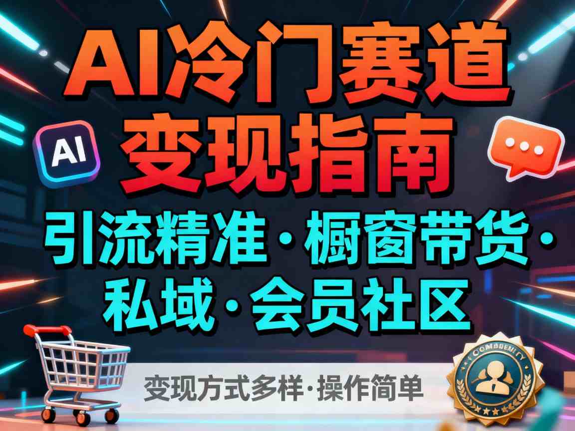 AI冷门赛道，引流精准，橱窗带货+私域+会员社区，变现方式多样，操作简单-知芽创业社