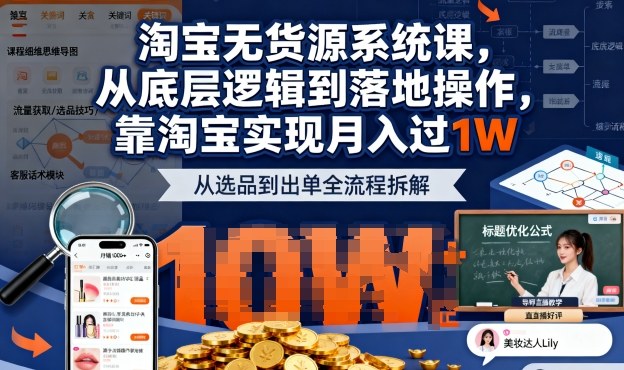 2025最新淘宝无货源系统课，从底层逻辑到落地操作，靠淘宝实现月入过1W(更新)-知芽创业社